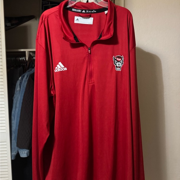 NC State Wolfpack adidas Coaches Sideline Quarter-Zip Top - Red - Picture 2 of 7